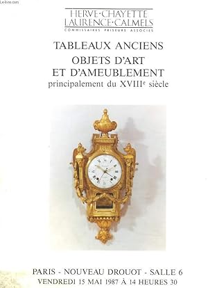 Seller image for 1 CATALOGUE DE VENTE AUX ENCHERES - TABLEAUX ANCIENS, OBJETS D'ART ET D'AMEUBLEMENT PRINCIPALEMENT DU 18 SIECLE for sale by Le-Livre