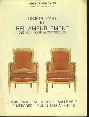 Bild des Verkufers fr 1 CATALOGUE DE VENTE AUX ENCHERES - PROVENANT D'UN CHATEAU DE LA SARTHE ET DE DIVERS AMATEURS zum Verkauf von Le-Livre