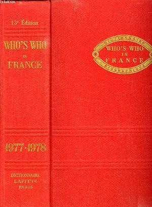 Bild des Verkufers fr WHO'S WHO IN FRANCE, 1977-1978 zum Verkauf von Le-Livre