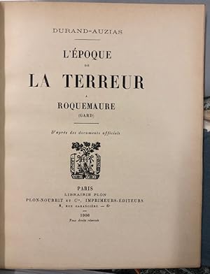 Seller image for L'Epoque de la Terreur  Roquemaure (Gard). for sale by Bonnefoi Livres Anciens