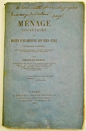 Imagen del vendedor de Mnage Socitaire ou Moyen d'Augmenter Son Bien-Etre en diminuant sa dpense, avec indication de quelques nouvelles combinaisons pour amliorer et assurer son avenir. a la venta por Bonnefoi Livres Anciens