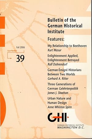 Seller image for Bulletin of the German Historiical Institute: Issue 39; Fall, 2006 for sale by Dorley House Books, Inc.