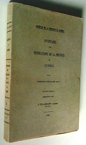 Inventaire des insinuations de la Prévôté de Québec (3 volumes)