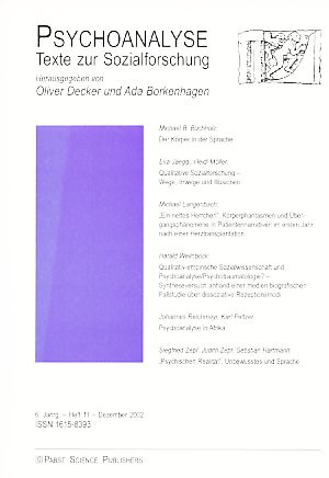Seller image for Psychoanalyse. Texte zur Sozialforschung. 6. Jg. Heft 11. 2002. for sale by Fundus-Online GbR Borkert Schwarz Zerfa