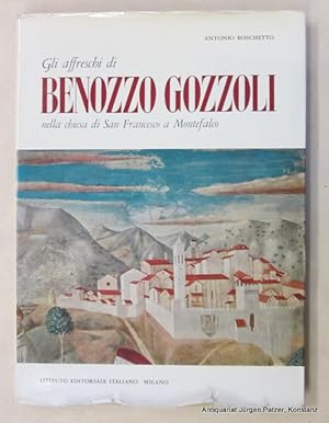 Bild des Verkufers fr Gli affreschi die Benozzo Gozzoli nella chiesa di San Francesco a Montefalco. Milano, Istituto Editoriale Italiano, 1961. Fol. Mit zahlreichen montierten Farbtafeln u. weiteren s/w Abbildungen auf 60 Tafelseiten, 32 S., 2 Bl. Text. Or.-Pp. mit Schutzumschlag; dieser mit Randbeschdigungen. zum Verkauf von Jrgen Patzer