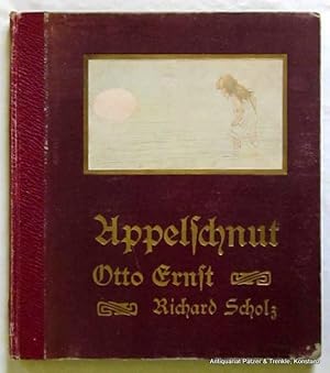 Seller image for Appelschnut. 45. Tsd. Leipzig, Staackmann, ca. 1920. 4to. Mit farbigem Titelbild u. 8 Farbtafeln u. zahlreichen, meist farbigen Illustrationen von Richard Scholz. 2 Bl., 147 S. Or.-Hlwd. mit farbigem Deckelbild, illustrierte Vorstze; etw. gelockert, Kanten u. Ecken bestoen. for sale by Jrgen Patzer