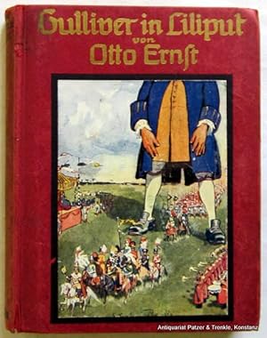 Seller image for Gulliver in Liliput. Nach J. Swift neu und frei erzhlt. Berlin, Ullstein, 1912. Kl.-8vo. Mit 3 Farbtafeln u. s/w Illustrationen von Fritz Koch-Gotha. 2 Bl., 142 S., 3 Bl. Or.-Pp. mit farbigem Deckelbild; Rcken etw. gebrunt, leichte Schabspuren. (Ullstein-Jugend-Bcher, 2). - Etw. braunfleckig. for sale by Jrgen Patzer