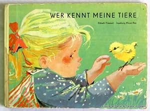 Bild des Verkufers fr Wer kennt meine Tiere. Pappbilderbuch. 5. Aufl. Berlin, Der Kinderbuchverlag, ca. 1970. Quer-8vo. 5 starke Kartonbltter (inkl. Deckel). Or.-Kart. mit Leinenrcken; dieser fleckig, Kanten bestoen. zum Verkauf von Jrgen Patzer