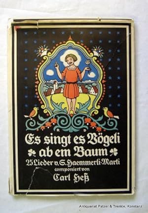 Imagen del vendedor de Es singt es Vgeli ab em Baum. 25 Lieder. Komponiert von Karl He. 5. Auflage. Basel, Schwabe, 1933. Fol. Mit 4 ganzseitigen farbigen u. 21 kl. Illustrationen von Rudolf Drrwang. 36 S. Dekorativer, farbig illustrierter Or.-Hlwd. mit Schutzumschlag; dieser mit Einrissen u. tlw. geklebt. a la venta por Jrgen Patzer