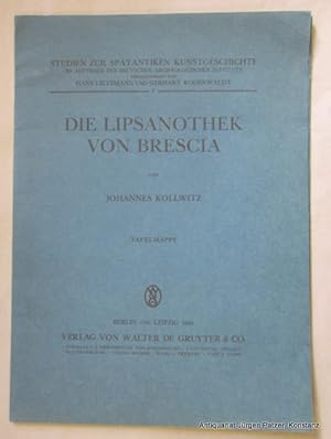 Bild des Verkufers fr Die Lipsanothek von Brescia. Textbd. u. Tafelmappe. Berlin, de Gruyter, 1933. Kl.-fol. (Text) u. Fol. (Mappe). XIII S., 1 Bl., 73 S. mit 2 Tafeln (Text) u. Drucktitel mit 6 Lichtdrucktafeln. Or.-Kart. (gering fleckig) u. Or.-Kart-Mappe. (Studien zur sptantiken Kunstgeschichte, 7). zum Verkauf von Jrgen Patzer