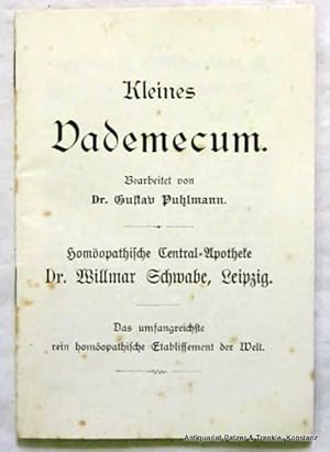 Bild des Verkufers fr Kleines Vademecum. Leipzig, Homopathische Central-Apotheke Dr. Wilmar Schwabe, (1911). Kl.-8vo. (13,5 x 9,5 cm). 32 S. und 4 Bl. Anzeigen. Geheftet. zum Verkauf von Jrgen Patzer