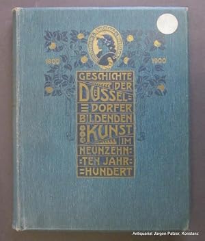 Imagen del vendedor de Zur Geschichte der Dsseldorfer Kunst insbesondere im XIX. Jahrhundert. Dsseldorf, Verlag des Kunstvereins fr die Rheinlande, 1902. 4to. (Rckenhhe 32 cm). Mit Frontispiz in Photogravre u. 250 Abbildungen im Text u. auf 100 mitpaginierten Tafeln. 8 Bl., 384 S. Orig.-Leinenband; gering gebrunt u. Prgung etw. abgegriffen, Vorderdeckel mit kl. Papierklebeschild. a la venta por Jrgen Patzer