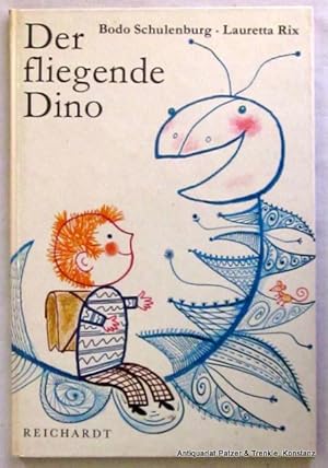 Bild des Verkufers fr Der fliegende Dino. Hamburg, Reichardt (Lizenz: Der Kinderbuchverlag), ca. 1970. Kl.-fol. Durchgehend farbig illustriert von Lauretta Rix. 12 Bl. Farbiger Or.-Pp. zum Verkauf von Jrgen Patzer