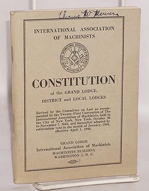 Imagen del vendedor de Constitution of the Grand Lodge, District and Local Lodges a la venta por Bolerium Books Inc.