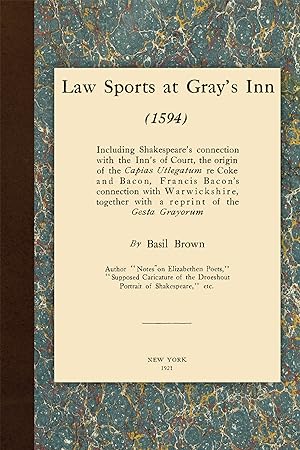 Bild des Verkufers fr Law Sports at Gray's Inn (1594) Including Shakespeare's Connection. zum Verkauf von The Lawbook Exchange, Ltd., ABAA  ILAB