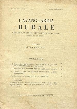 L'AVANGUARDIA RURALE, organo del sindacato nazionale fascista tecnici agricoli (Anno III - maggio...