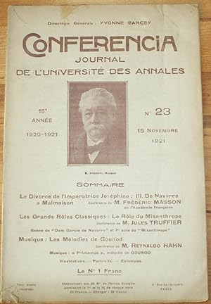 Conferencia 15e Année - 1920-1921 - N°23 du 15 novembre 1921