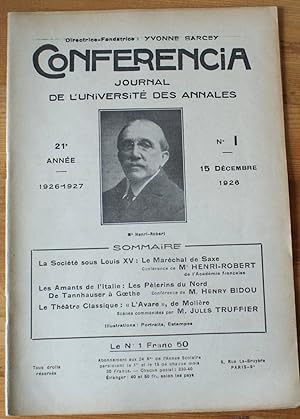 Conferencia 21e Année - 1926-1927 - N°1 du 15 décembre 1926