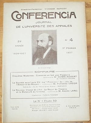 Conferencia 21e Année - 1926-1927 - N°4 du 1er février 1927