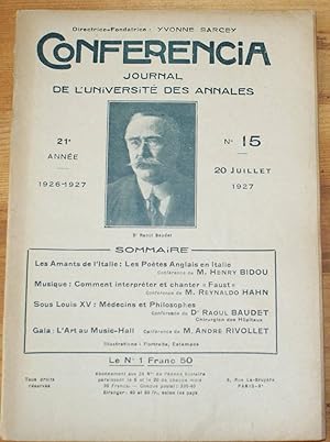 Conferencia 21e Année - 1926-1927 - N°15 du 20 juillet 1927