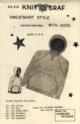 Sweatshirt Style with Hood for Boys and Girls Sizes 2 4 6 Pattern No. 315