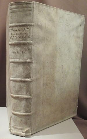 Bild des Verkufers fr Thesaurus antiquitatum et historiarum Siciliae, quo continentur rarissimi & optimi quique scriptores, qui nobilissimarum insularum, Siciliae, Sardinae, Corsicae et adjacentium situm, res gestas, antiquitates & imperiorum vicissitudines memoriae prodiderunt (.). Vol. 3 (et) 4 (in einem Band). zum Verkauf von Dieter Eckert