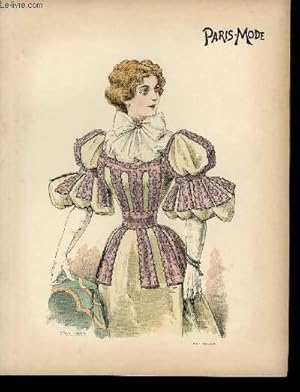 GRAVURE 19eme COULEURS - PARIS MODE - DAME EN ROSE