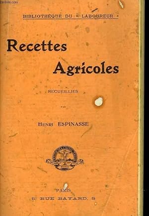 Seller image for RECETTE AGRICOLE for sale by Le-Livre