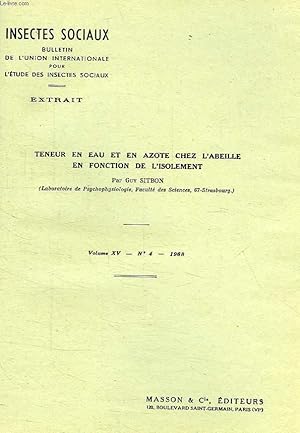 Bild des Verk�ufers f�r TENEUR EN EAU ET EN AZOTE CHEZ L'ABEILLE EN FONCTION DE L'ISOLEMENT zum Verkauf von Le-Livre