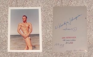 Seller image for MALE NUDE: JIM STRYKER: "BIKINI BRIEF" COLOR PHOTOGRAPH BY WALTER KUNDZICZ - Rare Fine Original Vintage Color Photographic Print: Signed by Walter Kundzicz - ONLY COPY ONLINE for sale by ModernRare