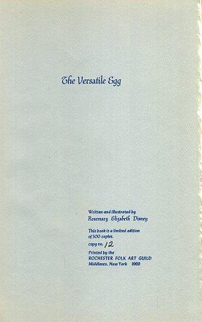 Seller image for THE VERSATILE EGG for sale by By The Way Books