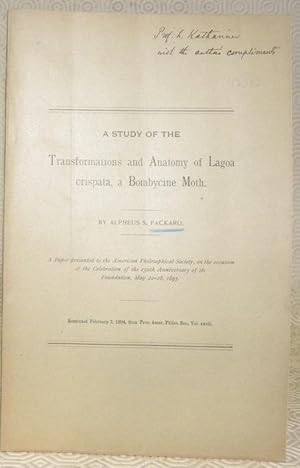 Bild des Verkufers fr A Study of the Transformations and Anatomy of Lagoa crispata, a Bombycine Moth.Reprinted from Proc. Amer. Philos. Soc. zum Verkauf von Bouquinerie du Varis