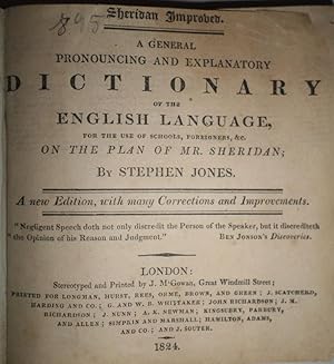 Sheridan Improved. A general pronouncing and explanatory Dictionary of the English Language, ? A ...