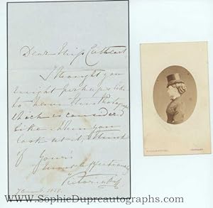 Fine Autograph letter signed in full to Miss Emily Sarah CATHCART (1819-1901, Queen of Great Brit...
