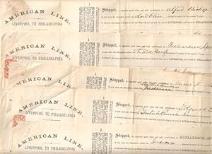 AMERICAN LINE, LIVERPOOL TO PHILADELPHIA -- Five (5) shipping manifests/ bills of lading, specify...