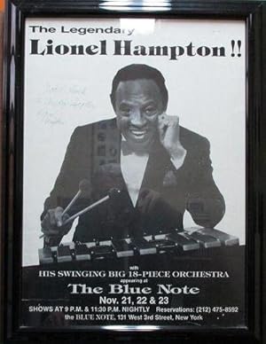 SIGNED POSTER: THE LEGENDARY LIONEL HAMPTON!! WITH HIS SWINGING BIG 18-PIECE ORCHESTRA:; Appearin...