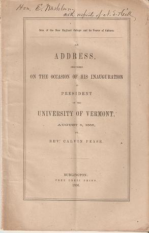 IDEA OF THE NEW ENGLAND COLLEGE AND ITS POWER OF CULTURE:; An Address Delivered on the Occasion o...