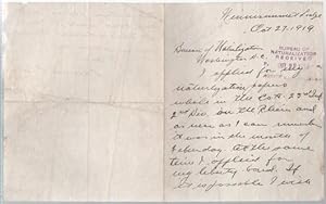 AUTOGRAPH LETTER SIGNED (ALS) FROM THIS IMMIGRANT, A U.S. ARMY VETERAN OF WORLD WAR I, TO THE BUR...