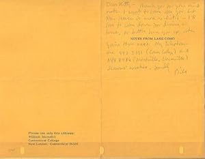 1969 HANDWRITTEN NOTE (ANS) BY THE AMERICAN POET, ON HIS PRINTED SEASONAL GREETING, "NOTES FROM L...