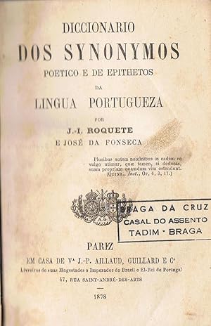 Livro Dicionário dos sinônimos poético e de epítetos d