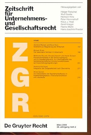 Seller image for Zeitschrift fr Unternehmens- und Gesellschaftsrecht (ZGR) Mrz 2009, 38. Jahrgang Heft 2. for sale by Fundus-Online GbR Borkert Schwarz Zerfa