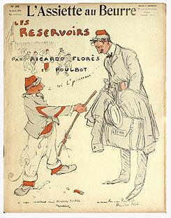 Seller image for L'ASSIETTE AU BEURRE. LES RESERVOIRS, par Ricardo FLORES et POULBOT. N 281, 18 aot 1906. for sale by Librairie l'Art et l'Affiche