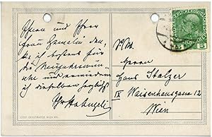 Imagen del vendedor de Eigenh. Postkarte mit U. a la venta por Antiquariat INLIBRIS Gilhofer Nfg. GmbH