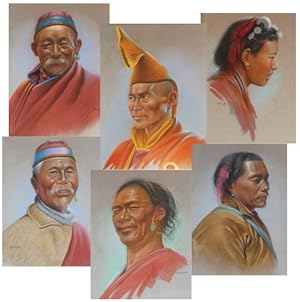 Original Pastels - Tibet Hill People