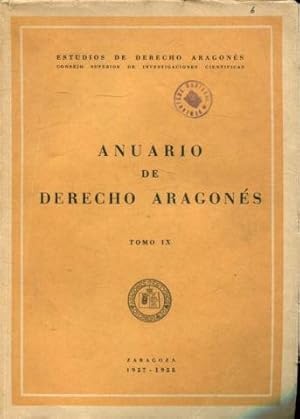 ANUARIO DE DERECHO ARAGONES. TOMO IX.