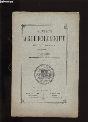 Seller image for Socit archologique de Bordeaux - Tome XXXIII - Procs verbaux et notes succinctes n 2 for sale by Le-Livre