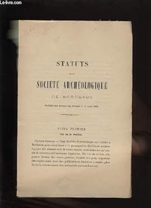 Seller image for Socit archologique de Bordeaux. But de la socit. for sale by Le-Livre