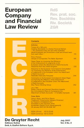 Imagen del vendedor de European Company and Financial Law Review (ECFR) Vol. 4, No. 2, 2007. a la venta por Fundus-Online GbR Borkert Schwarz Zerfa
