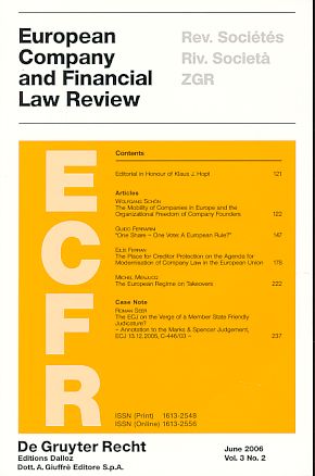 Immagine del venditore per European Company and Financial Law Review (ECFR) Vol. 3, No. 2, 2006. venduto da Fundus-Online GbR Borkert Schwarz Zerfa