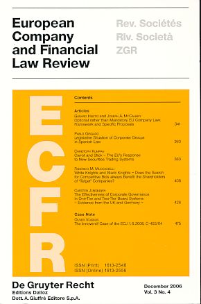 Seller image for European Company and Financial Law Review (ECFR) Vol. 4, No. 3, 2006. for sale by Fundus-Online GbR Borkert Schwarz Zerfa